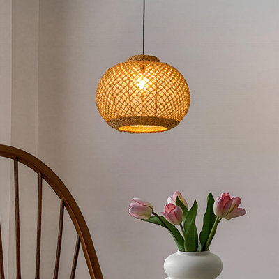 1-Light Pendant Lights Seagrass Globe