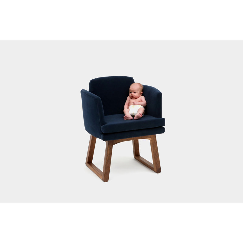 Allison 18'' H Velvet Upholstered Armchair, Deep Blue