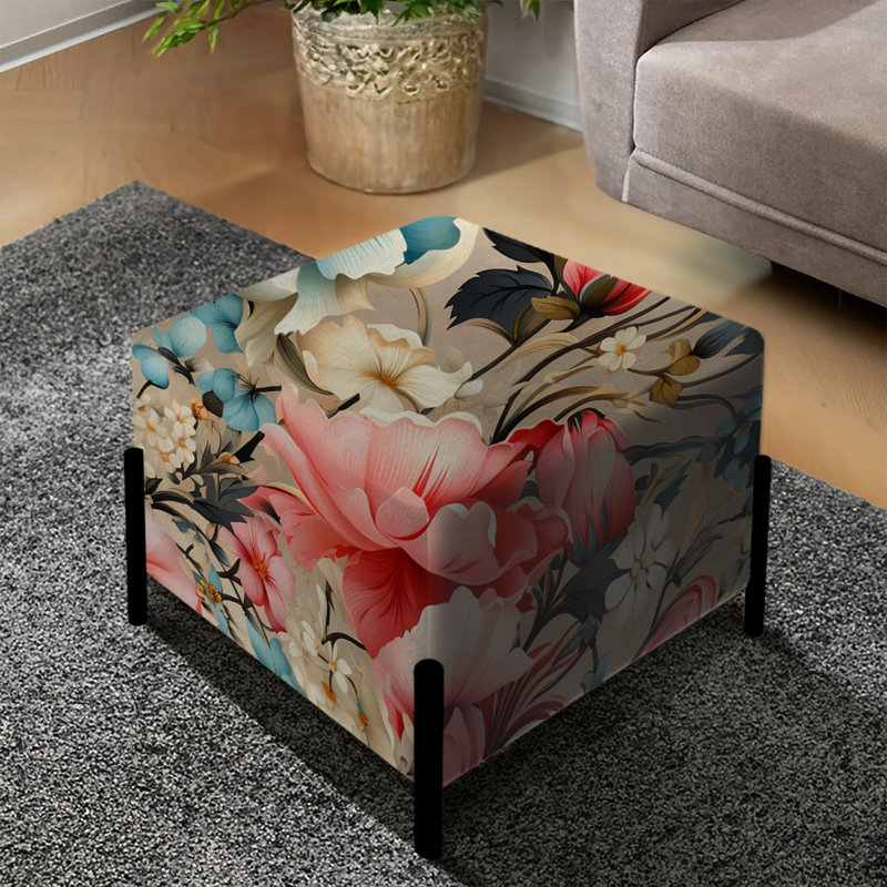 Collage éclectique de fleurs pastel Melody - Repose-pieds éclectique carré