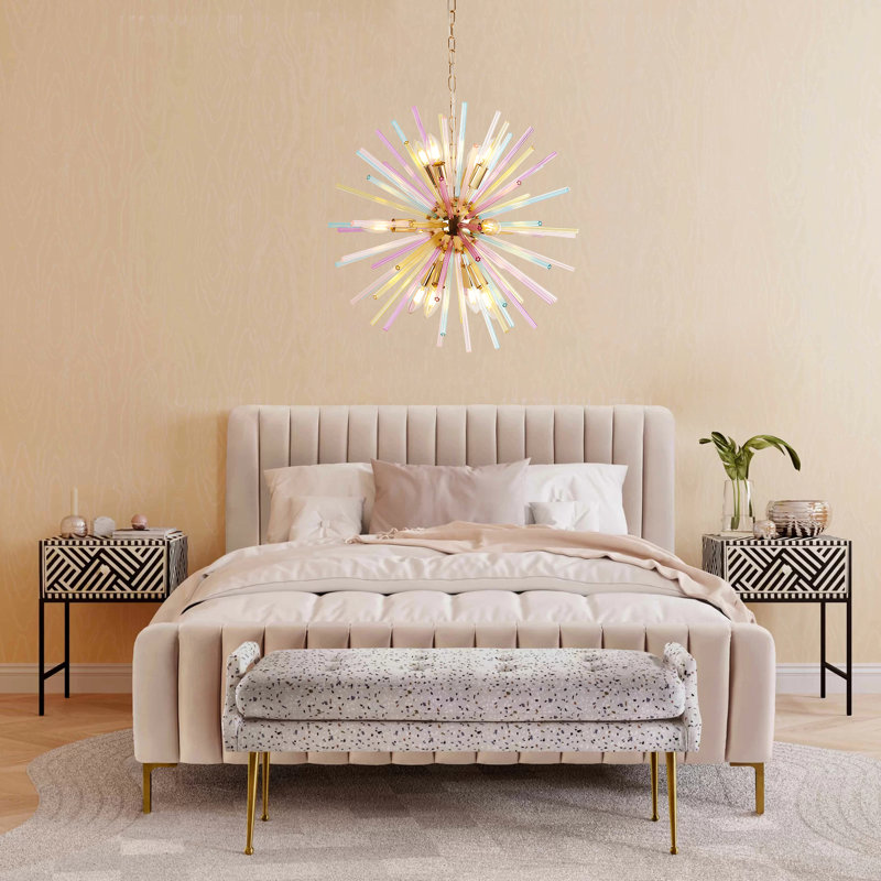 Dandelion 12 - Light Gold Sputnik Sphere Starburst Colorful Chandelier Rainbow Firework Pendant Lamp