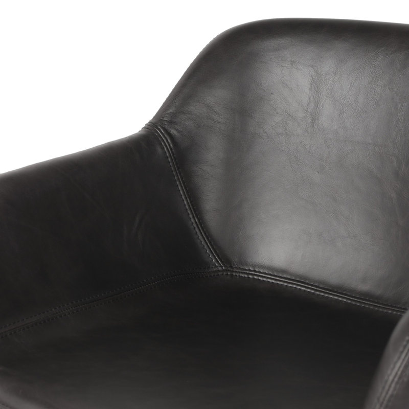 Hannah Swivel Stool, Counter Stool (26.5" Seat Height), Sonoma Black/Genuine Leather, Stained Black Ash