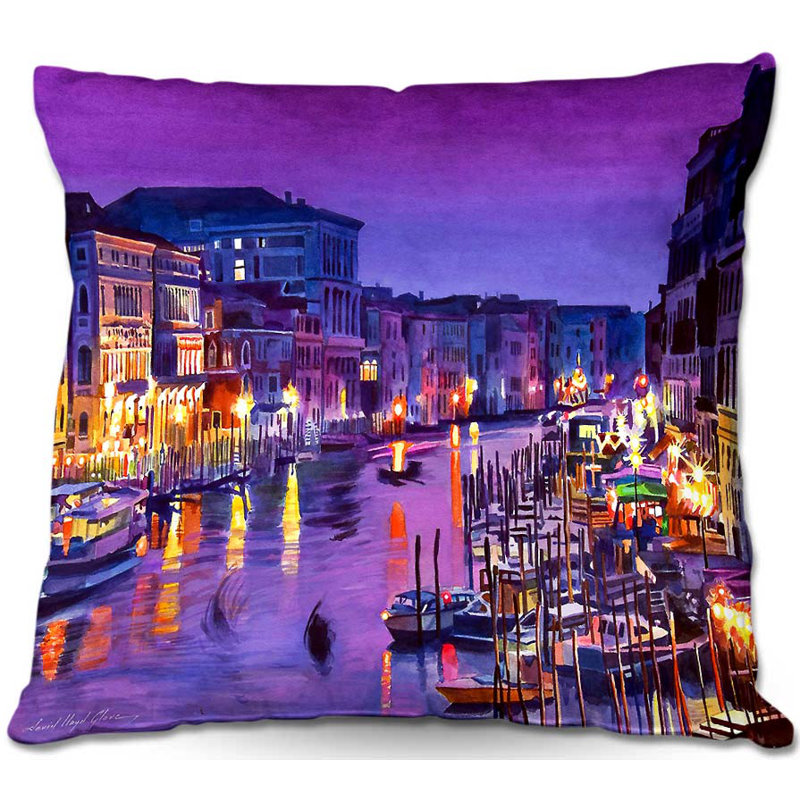 Romantic Venice Night Reversible Throw Pillow, 20" H x 20" W x 5" D