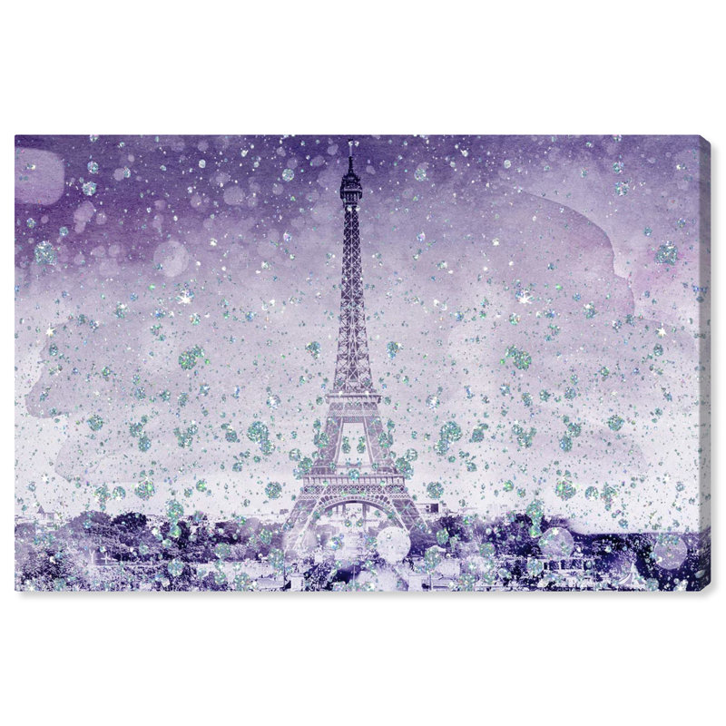 Paillettes mauve, impression sur toile tendue eiffel, H 16 po x l 24 po x P 1,5 po, Toile tendue