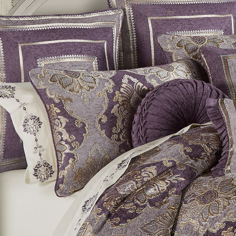 California King White and Lavender Jacquard Microfiber Comforter Set