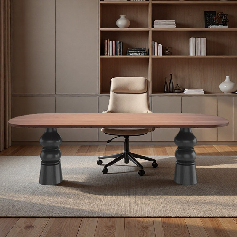Bureau d'étude en bois massif à usage domestique avec socle intégré, H 29,53 po x l 78,74 po x P 23,62 po