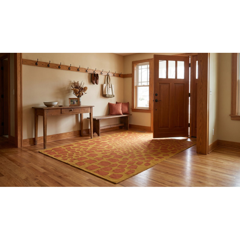 6x8 Coral Flat Weave Wool Focal Point Cascade Geometric Modern Contemporary Carpet Rug