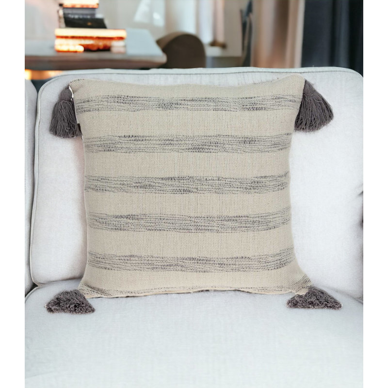 Coussin Seema, Polyester / Bourre en polyester, Gris clair