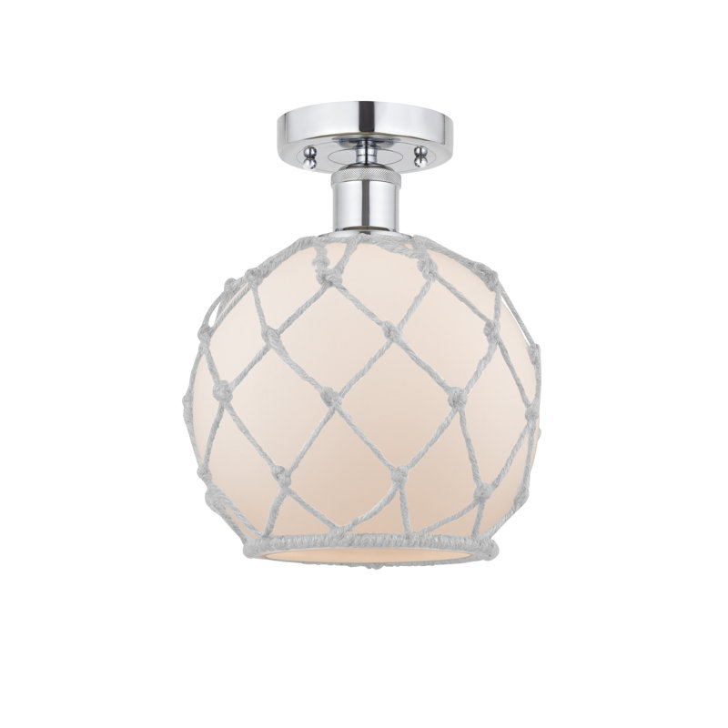 Larocque Glass Semi Flush Mount, White, Polished Chrome
