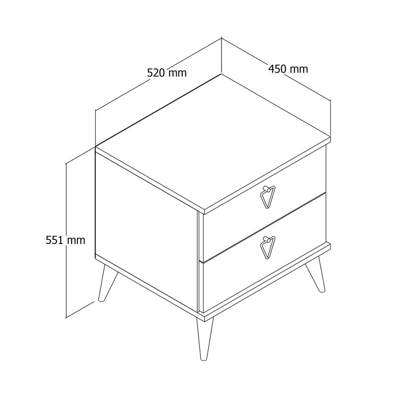 Table de chevet à 2 tiroirs