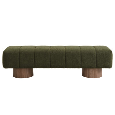 Upholstered Dining Bench For Dining Room, No-Assembly End Of Bed Entryway Bench Ottoman For Bedroom Living Room PU Stool Top Wood Leg 300 LBS Weight Capacity