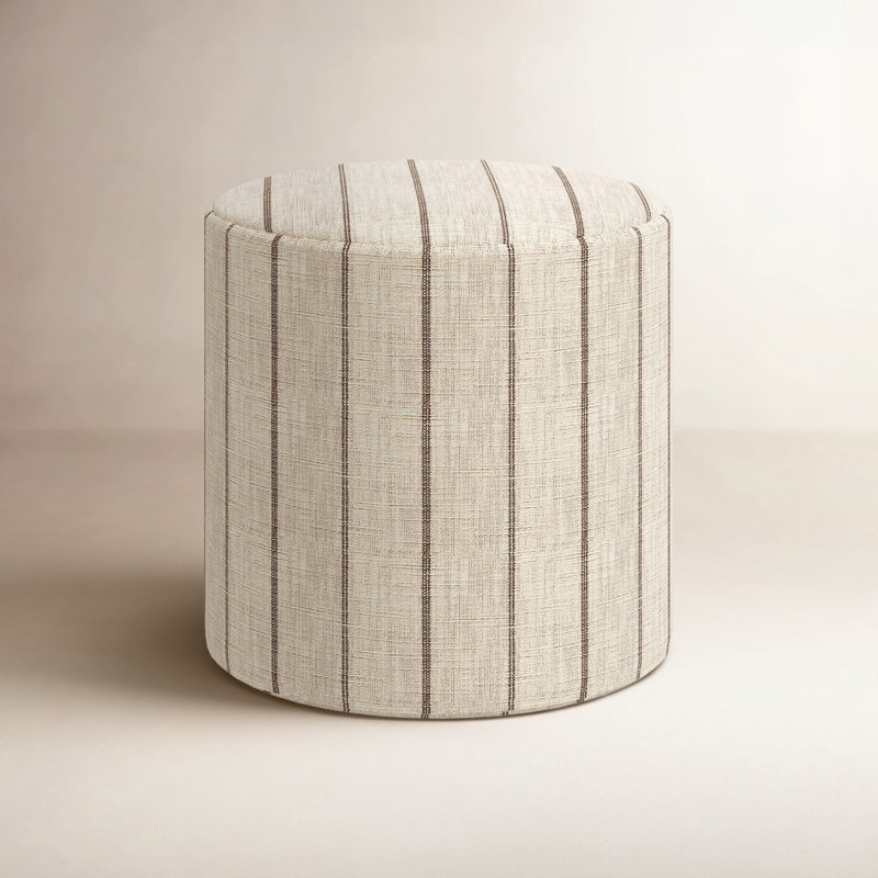 Epaulette Upholstered Ottoman, Fritz Charcoal Stripe