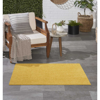 Mullican Sandy Solid Yellow Easy Care Indoor/Outdoor Area Rug