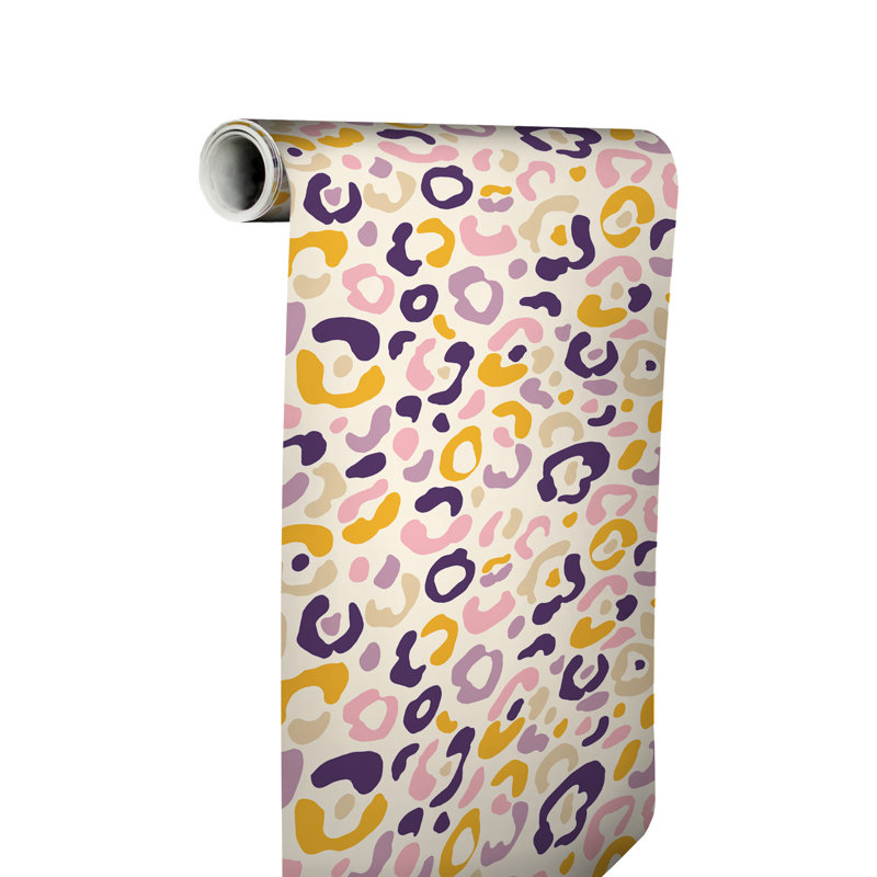 Papier peint adhésif multicolore mauve à taches de léopard, Multicolore mauve