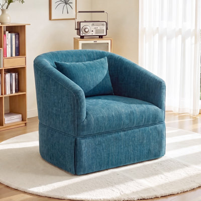 360-Degree Swivel Upholstered Armchair with Accent Pillow