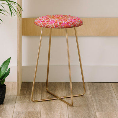 Upholstered Counter Stool with Metal Frame
