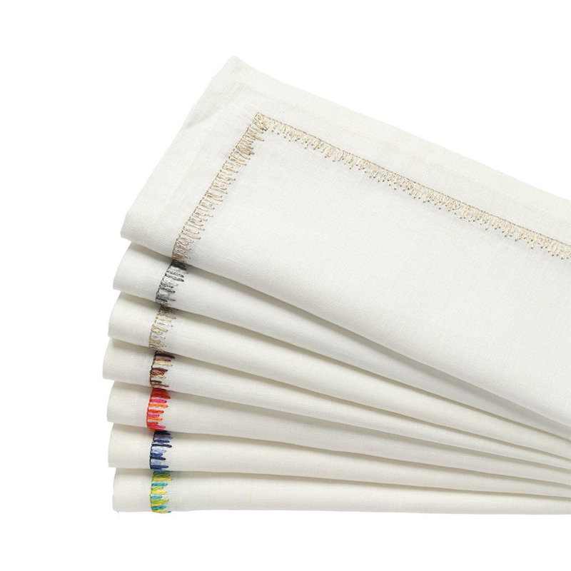 Filament 21" Linen Napkin, White/Gold/Silver