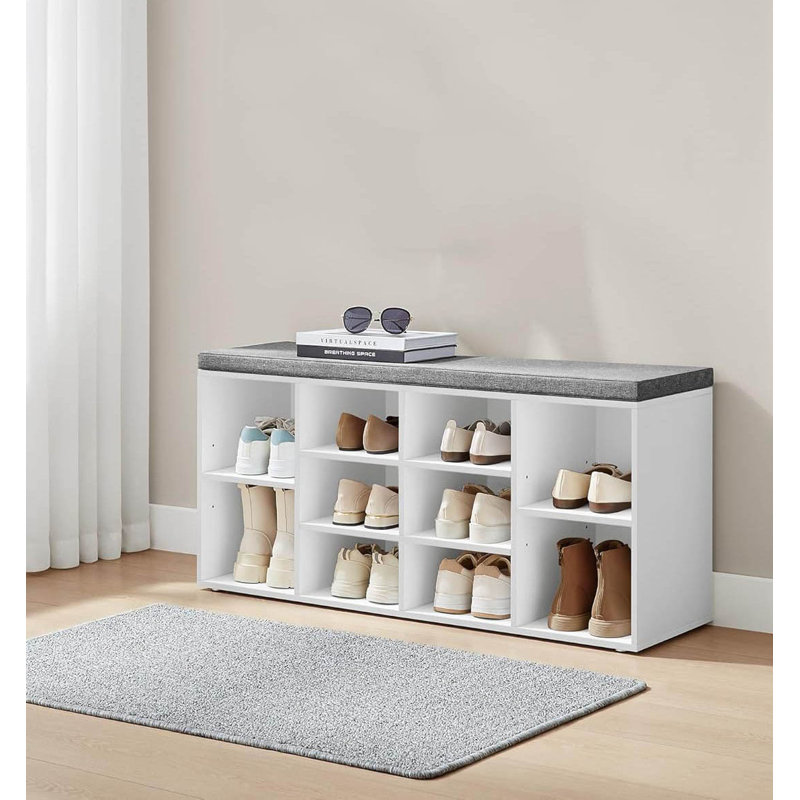 Wood Storage Bench, White