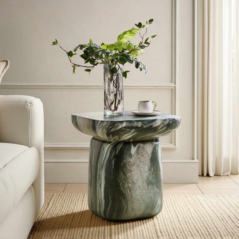 Table de bout haut moderne en béton 19,75 po Alduara, Vert