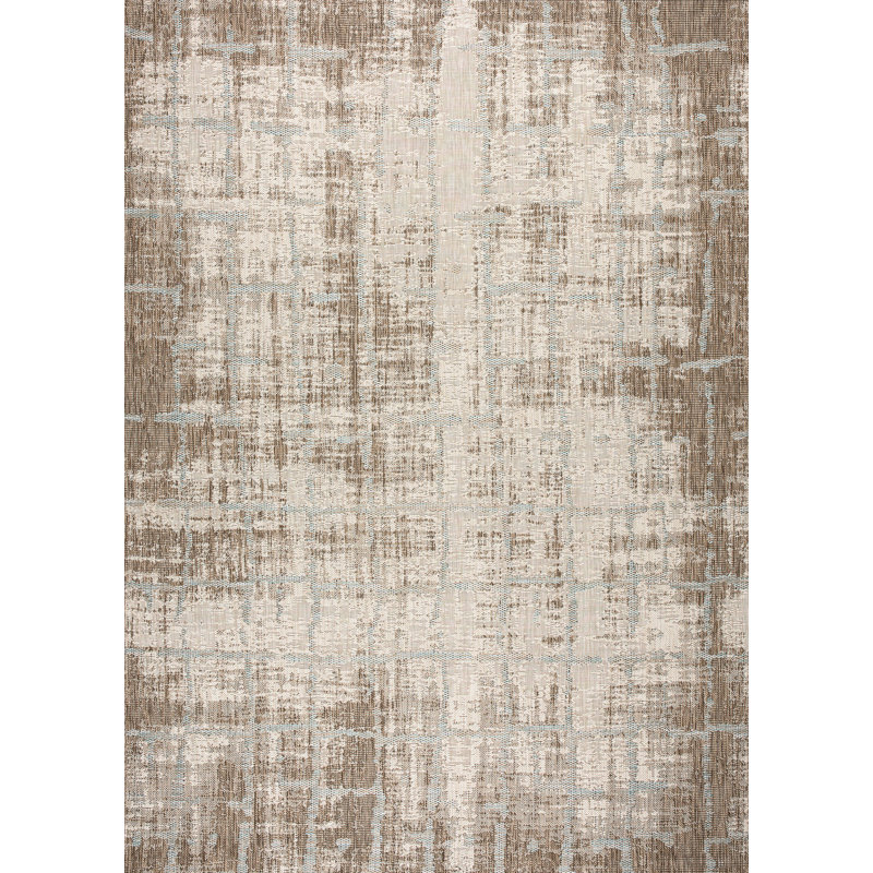 Tapis intérieur / extérieur ivoire à tissage plat L chariot, Rectangle 7 pi 10 po x 10 pi 9 po