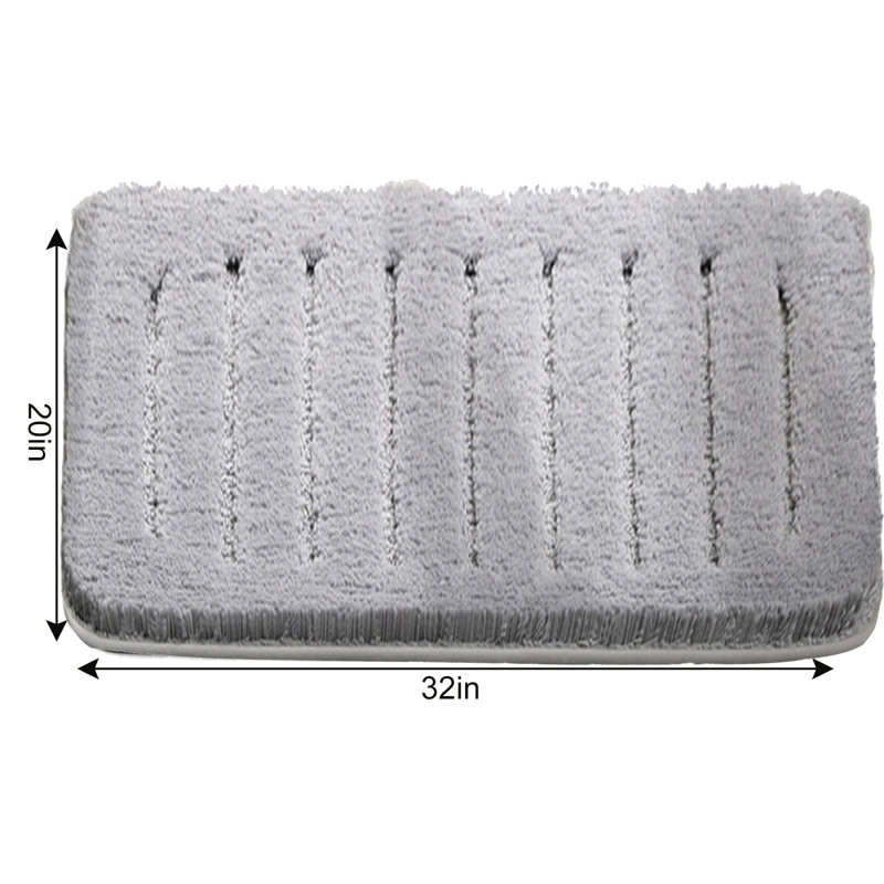 Jignesh Microfiber Non-Slip Bath Rug, 20" W x 32" L, Light Grey