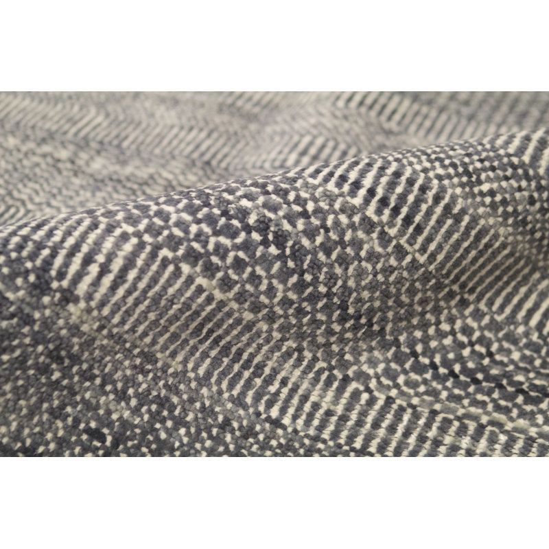 Wool Striped Area Rug in Light Gray