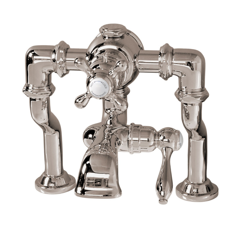 Robinet de baignoire thermostatique Offset, Nickel poli