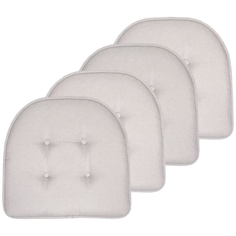 Solid U-Shaped Non-Slip Indoor Chair Cushion, Light Gray, 4