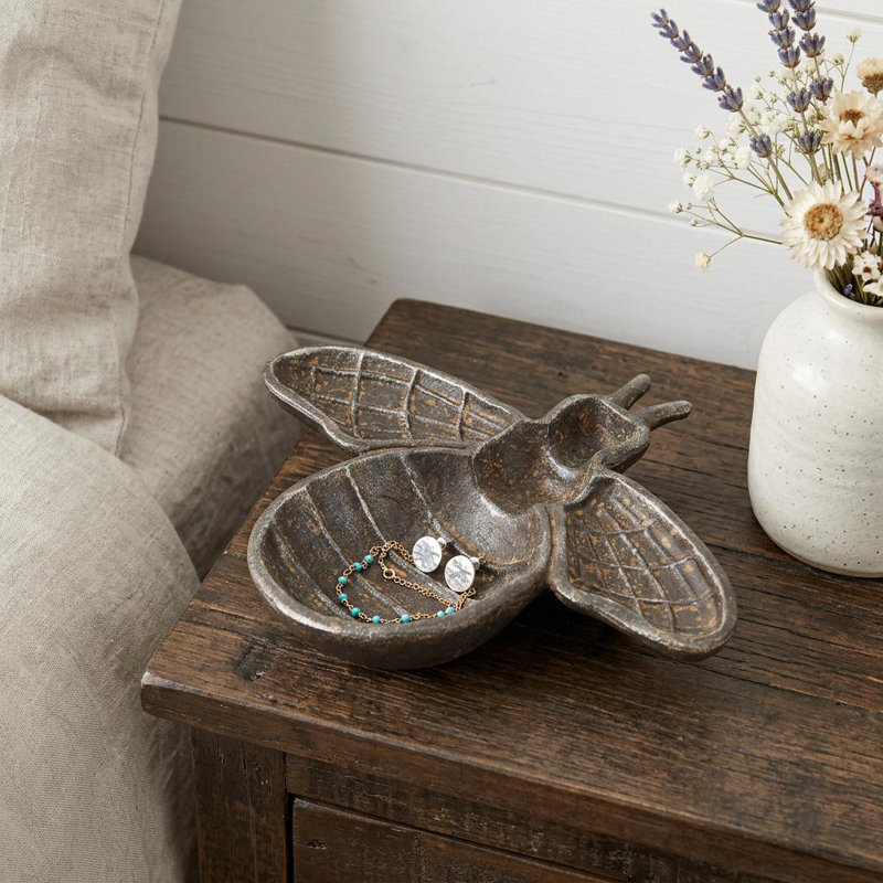 Anduel 8" Bumble Bee Cast Iron Vanity Tray, Gray