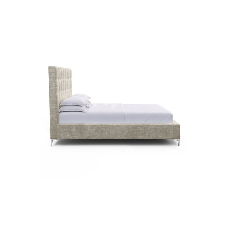 Bryant Upholstered Bed, Ebony, Queen, Crushed Velvet Oyster