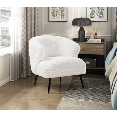 Fauteuil d'appoint luxueux beige moderne et luxueux, mousse haute densité, structure en contreplaqué, capacité de 300 lb, pieds en métal noir, coussin de dossier attaché, fauteuil d'assemblage simple pour le salon principal, siège en mousse,