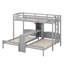 Lit superposé simple au-dessus de simple et simple avec bureau et tablettes de rangement, cadre de lit superposé triple en bois peu encombrant avec éclairage DEL-1711101337