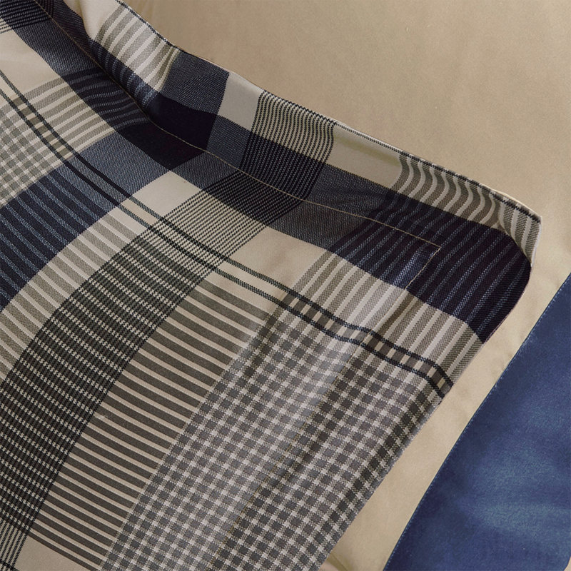 Ensemble d'édredon simple à carreaux avec draps, Édredon lit simple + 6 pièces incluses