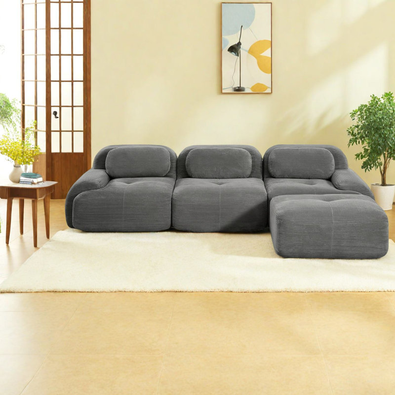 Canapés ergonomiques modulaires, tissu en velours côtelé, animaux de compagnie, confort de salon