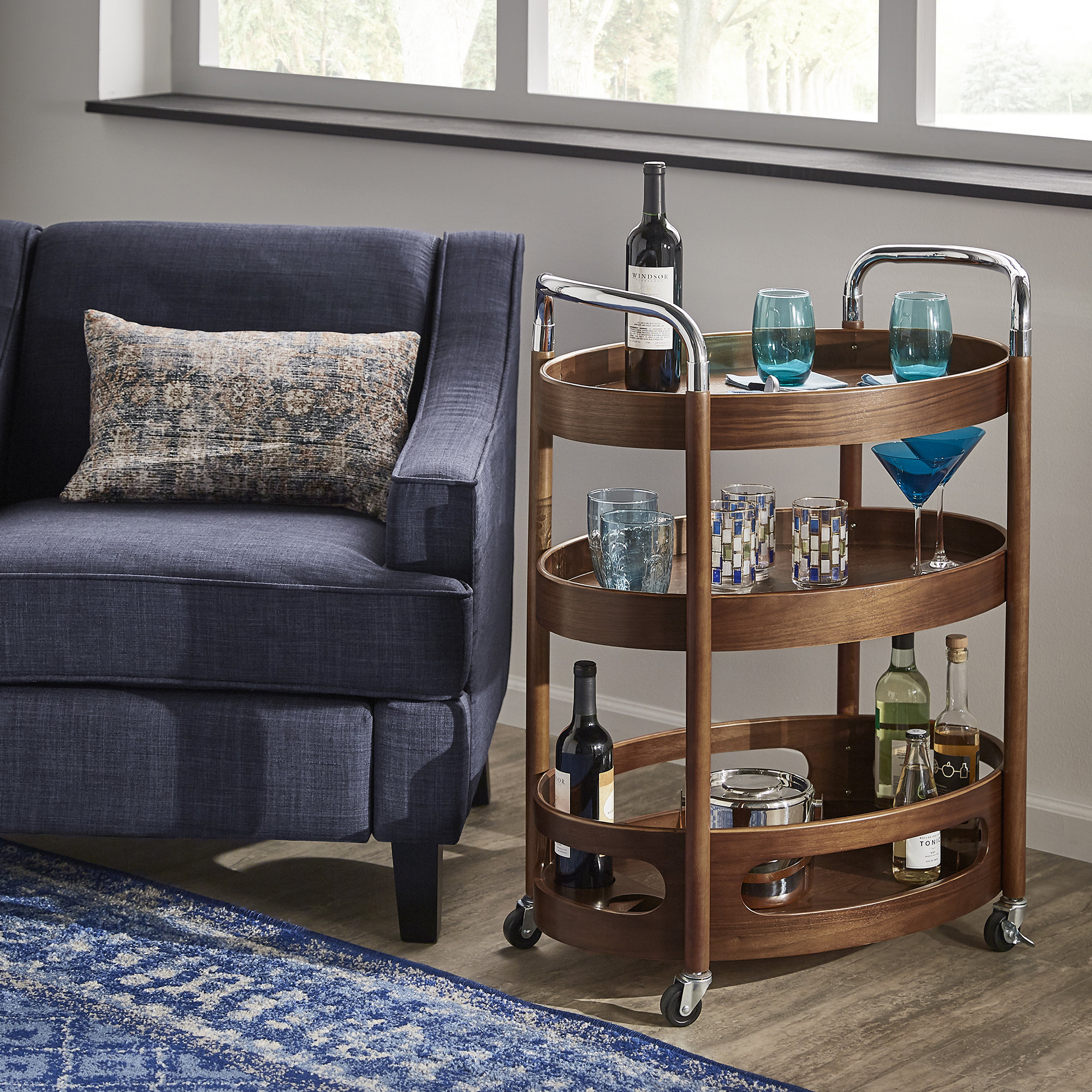 Bar Cart, Walnut, Walnut