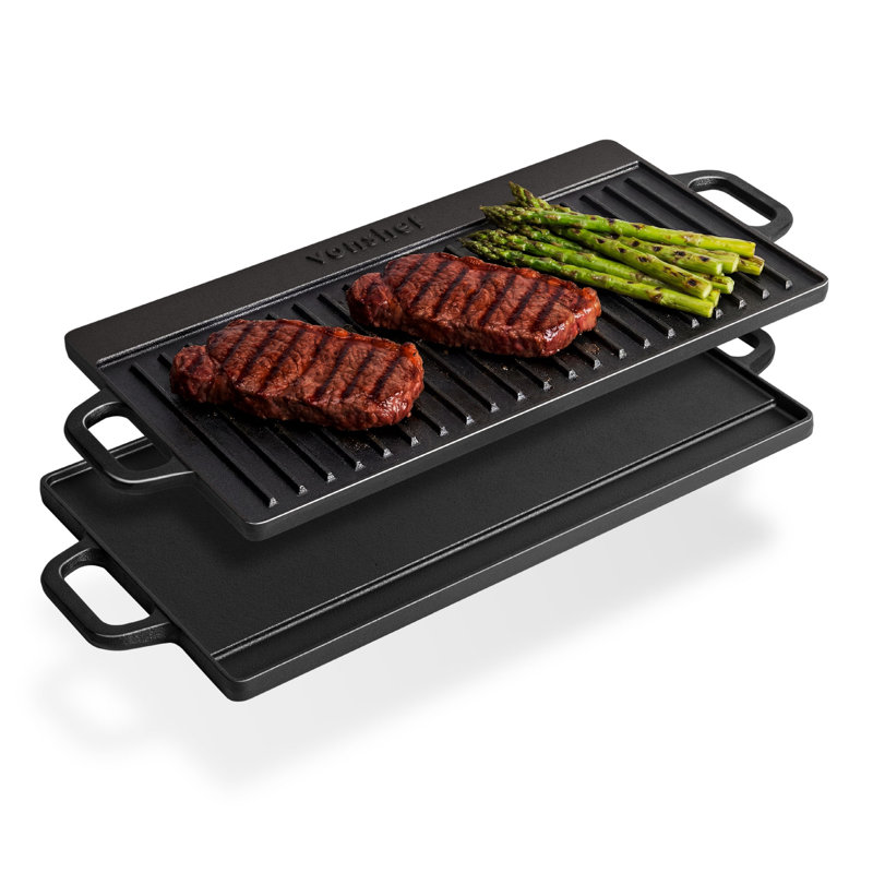 23.5cm Non-Stick Cast Iron Griddle, 46cm W