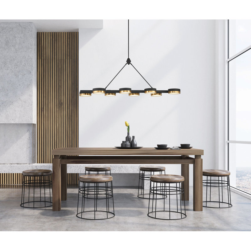 Lustre linéaire à 8 lumières DEL noir mat Ashor Ashor