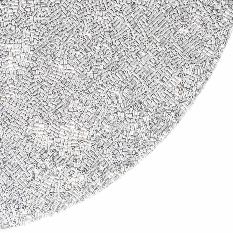 Napperon Sparkles Home | Tapis de table rond en perles de verre 15 po | Envers caoutchouté | Chic, Argent
