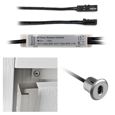 Interrupteur à capteur à double porte pour éclairage DEL d'armoire 12 V/24 V