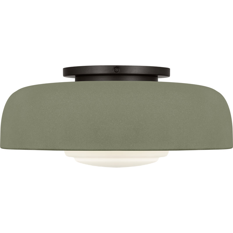 Richard June Transitional Liora Flush Mount Light, Aged Iron, Sage