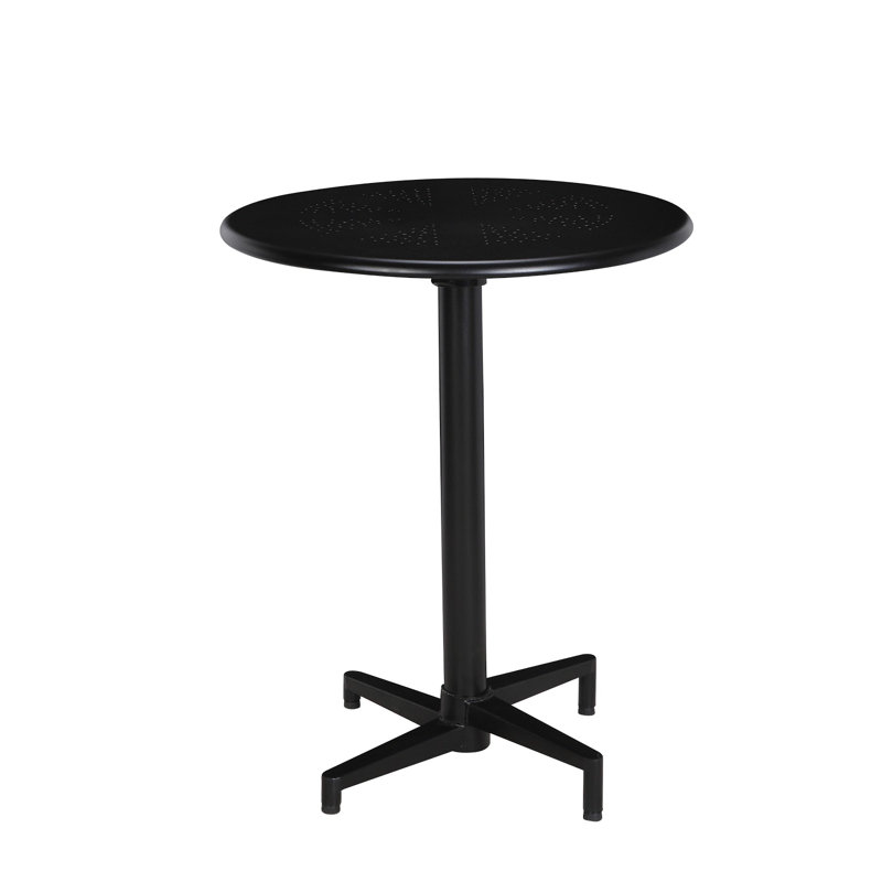 Round Metal Folding Outdoor Balcony Table , in. W in. D, Glossy Silver, 30" x 24" x 24" 