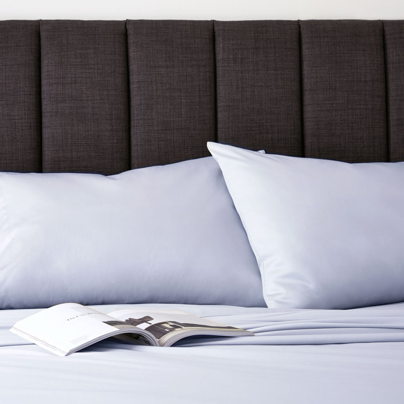 Clean Design Home 400 Thread Count Satin Anti-Allergen Sheet Set, Light Blue, Queen Sheet Set with 2 Pillowcases