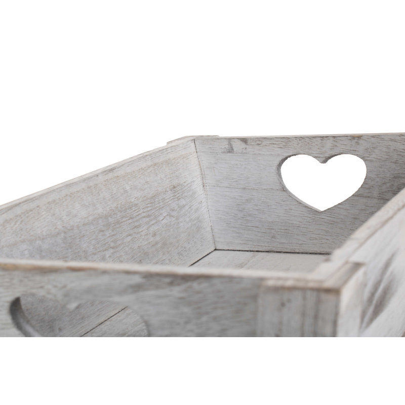 Toussaint Wooden Tray with Heart Cut Out Handles