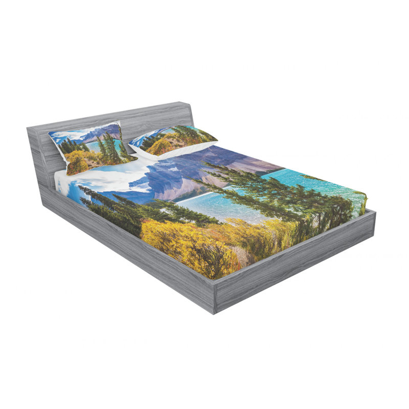 Ensemble de draps banff canada rockies mountain trees de la national park, Ensemble de drap pour grand lit avec drap-housse