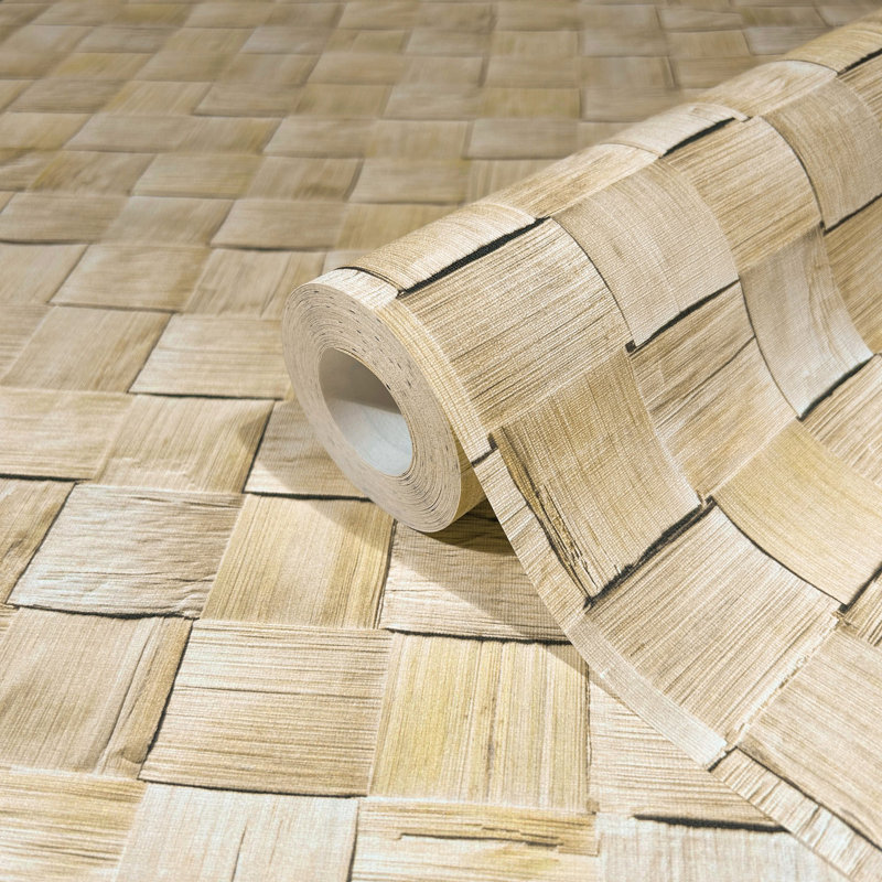 Rouleau de papier peint à tissage optique en rotin Woods and Wicker Collection, Beige
