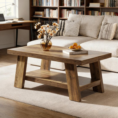 Ensemble de table basse et de thé rustique à 2 niveaux pour le salon, table centrale spacieuse | Idée de cadeau