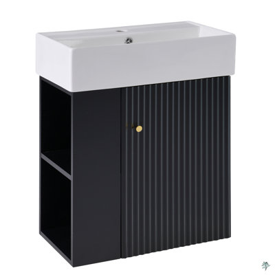 21.6 Inch Modern Floating Bathroom Vanity With Ceramic Basin