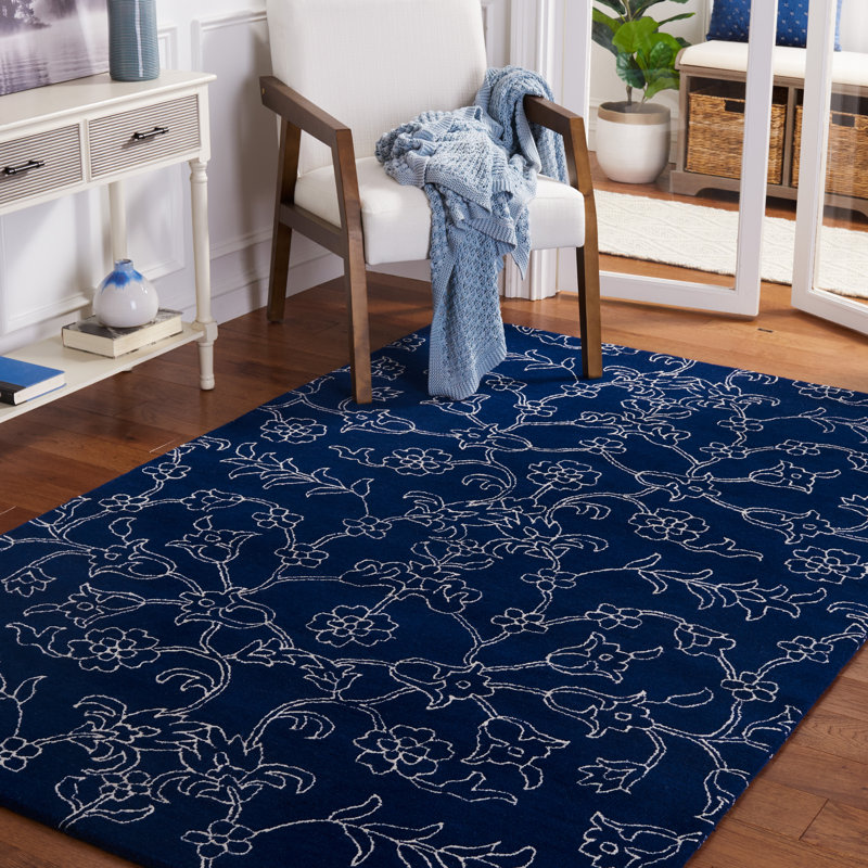 Fifth Avenue Hand Tufted New Zealand Wool Floral Rug, Rectangle 5' x 8'