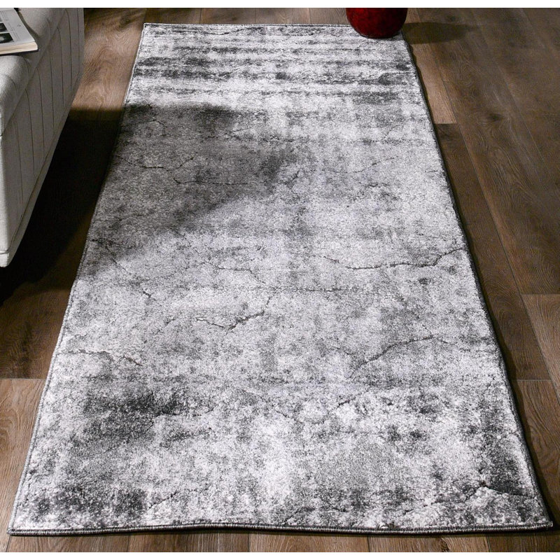 Tapis gris tissé à la machine Poche, Tapis de couloir 2 pi 8 po x 8 pi 1 po