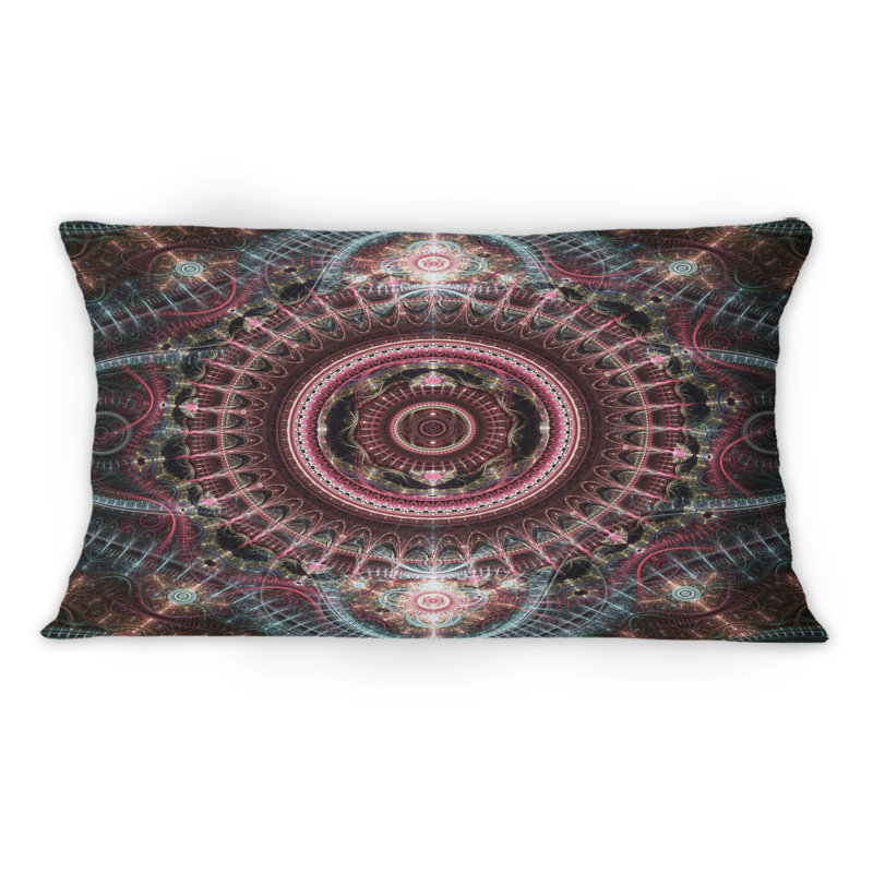 Futuristic Steampunk Time Machine Portal II - Modern Printed Throw Pillow, Black/Red