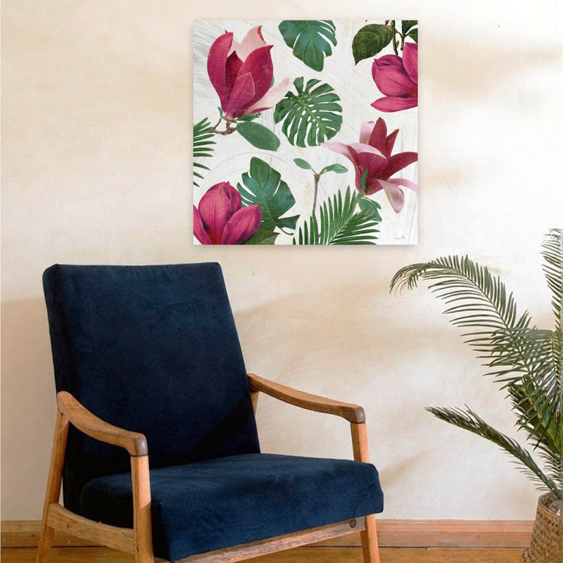 Magnolia, rêverie, palmier, art tropical, H 24 po x l 24 po